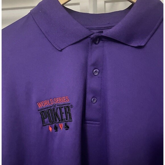 World Series of Poker Men's XXL Purple Embroidered WSOP Logo Polo Shirt - Picture 3 of 9